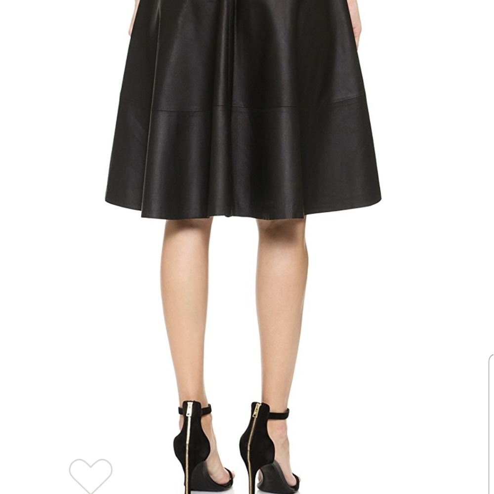 Joie Black Lambskin A-Line Knee-Length Skirt Genuine Leather - Picture 3 of 8